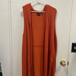 Cyrus 2X Rust hooded Sleeveless Cardigan w side pockets $55
